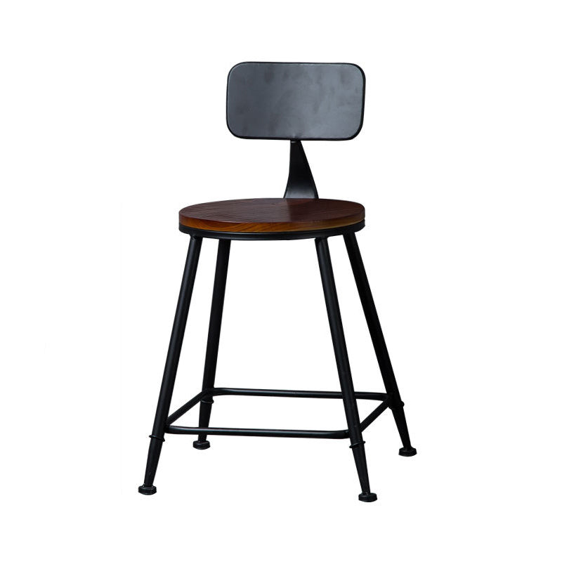 Indoor Industrial Style Wood Top Barstool Metal 4 Legs Bar Stool with Pedal