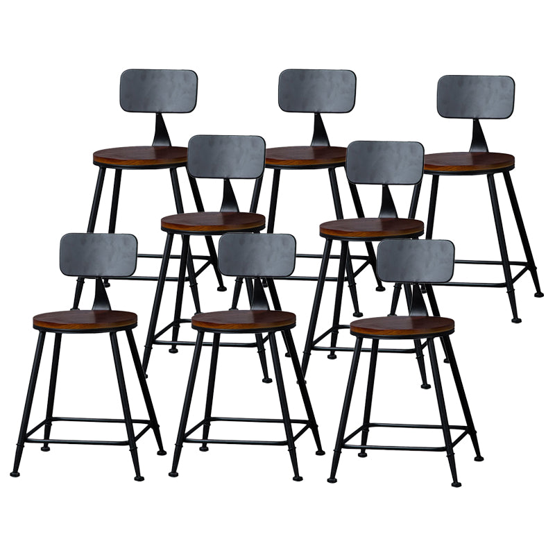 Indoor Industrial Style Wood Top Barstool Metal 4 Legs Bar Stool with Pedal
