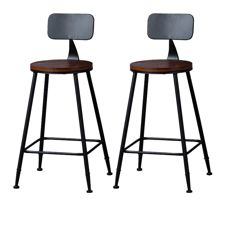 Indoor Industrial Style Wood Top Barstool Metal 4 Legs Bar Stool with Pedal