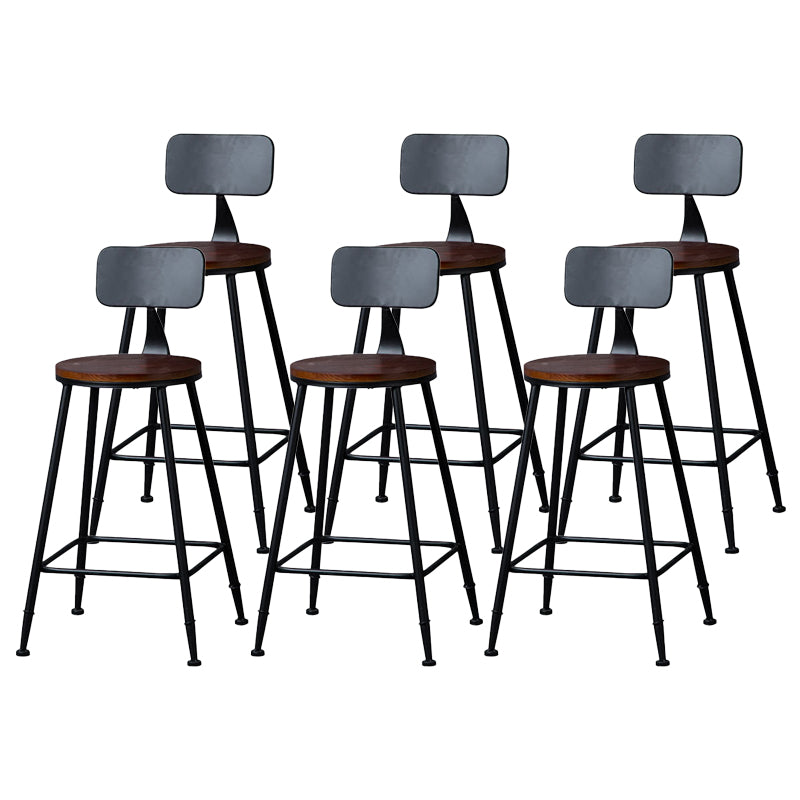 Indoor Industrial Style Wood Top Barstool Metal 4 Legs Bar Stool with Pedal