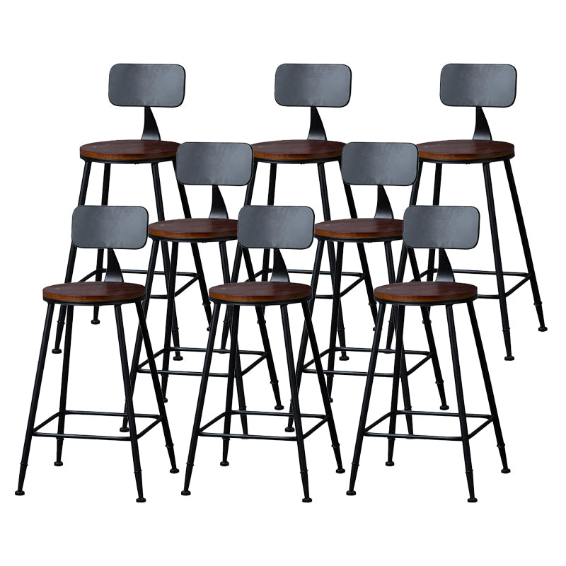 Indoor Industrial Style Wood Top Barstool Metal 4 Legs Bar Stool with Pedal