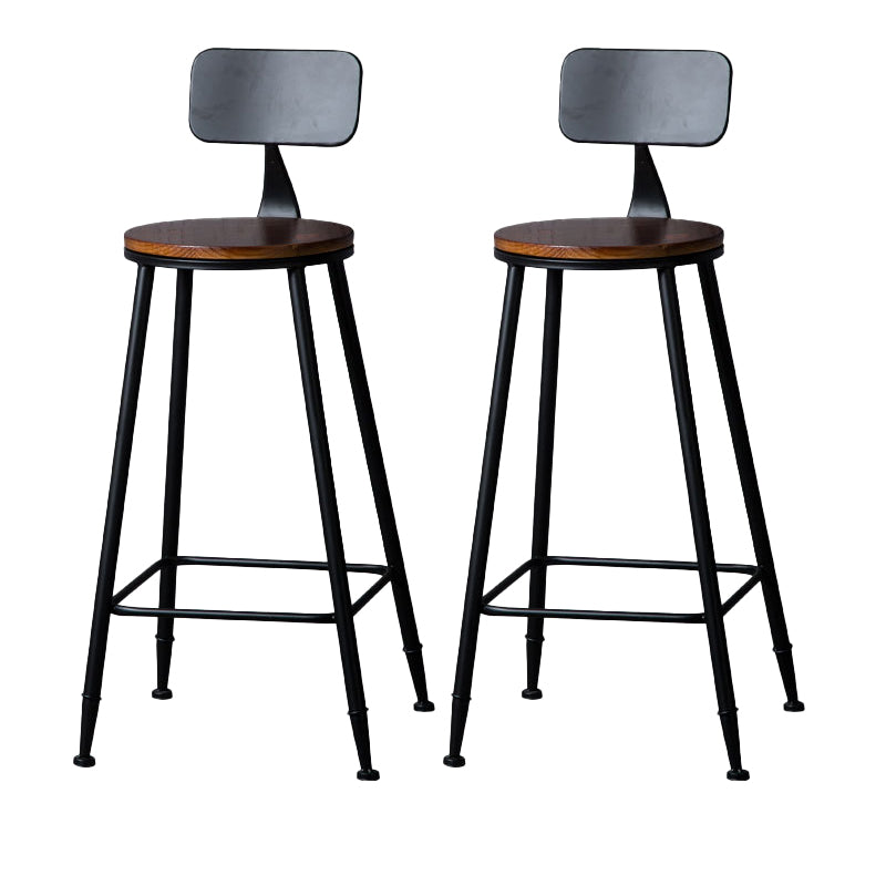 Indoor Industrial Style Wood Top Barstool Metal 4 Legs Bar Stool with Pedal