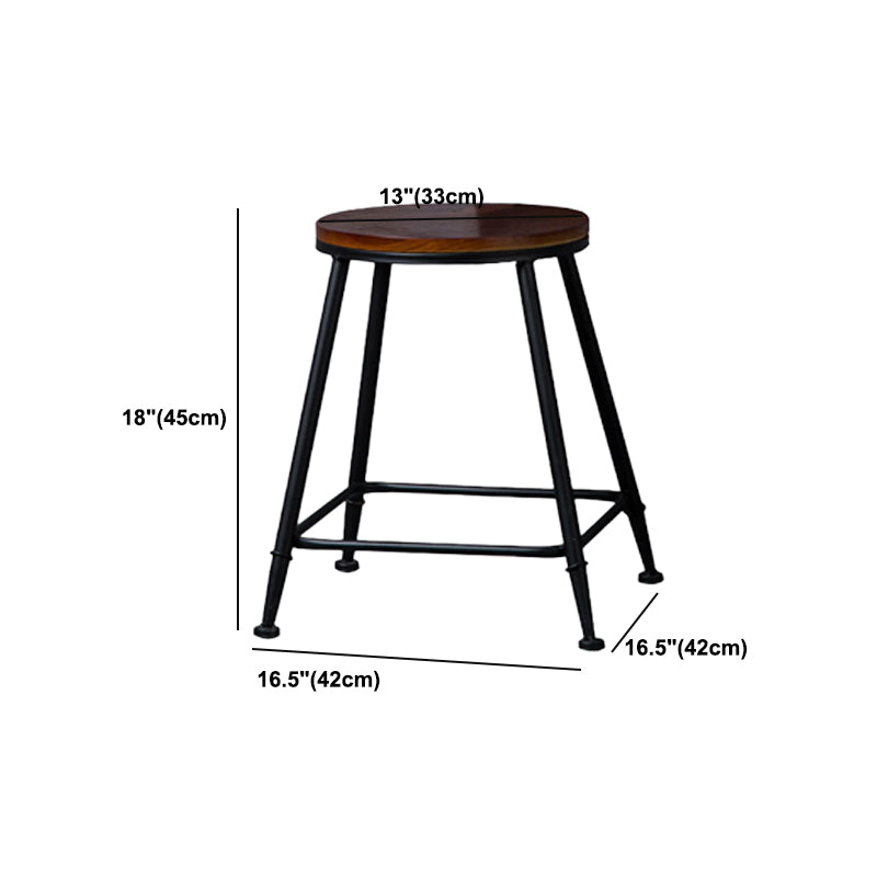 Indoor Industrial Style Wood Top Barstool Metal 4 Legs Bar Stool with Pedal