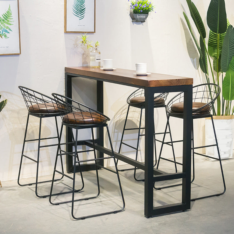 Dining Room Industrial Style Barstool Iron Pedestal Bar Stool with Pedal