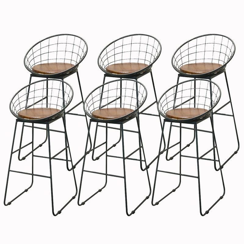 Dining Room Industrial Style Barstool Iron Pedestal Bar Stool with Pedal