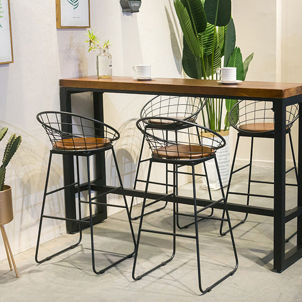 Dining Room Industrial Style Barstool Iron Pedestal Bar Stool with Pedal