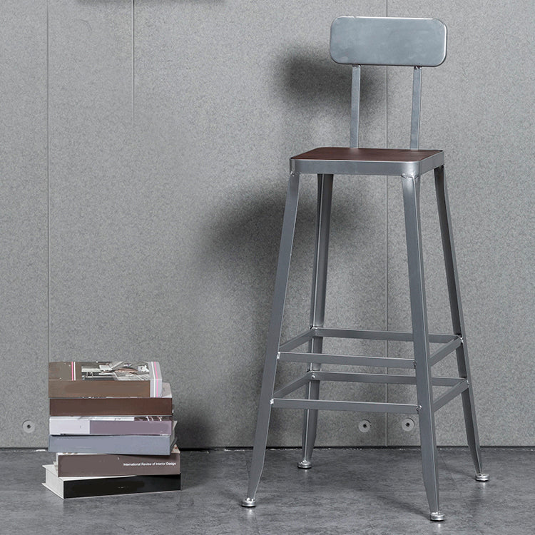 Industrial Style Wood Top Barstool Indoor Black 4 Legs Bar Stool for Coffee Shop