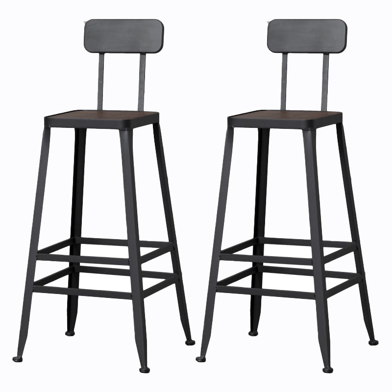 Industrial Style Wood Top Barstool Indoor Black 4 Legs Bar Stool for Coffee Shop