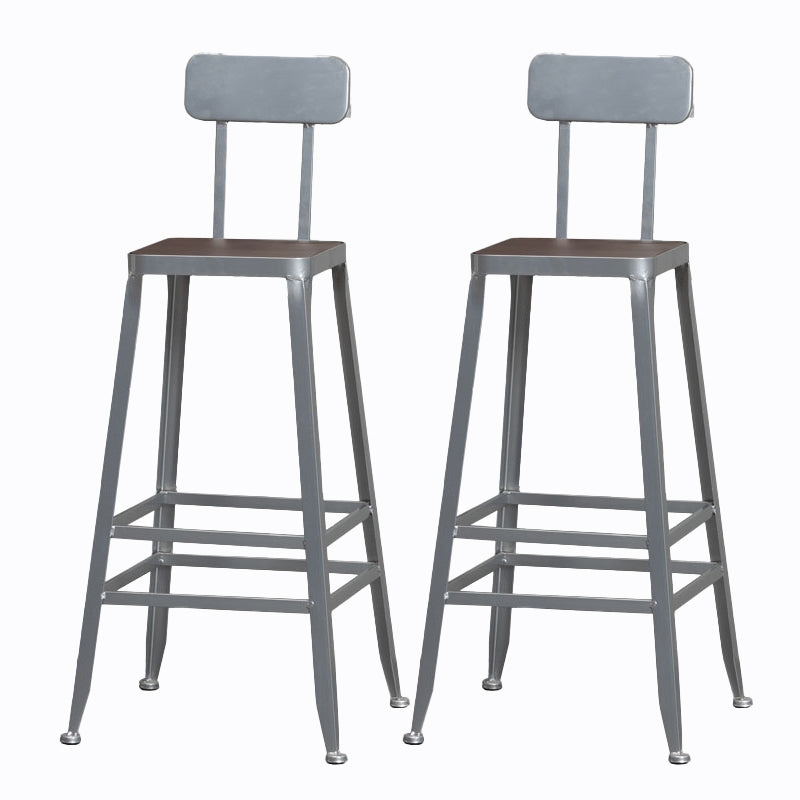 Industrial Style Wood Top Barstool Indoor Black 4 Legs Bar Stool for Coffee Shop