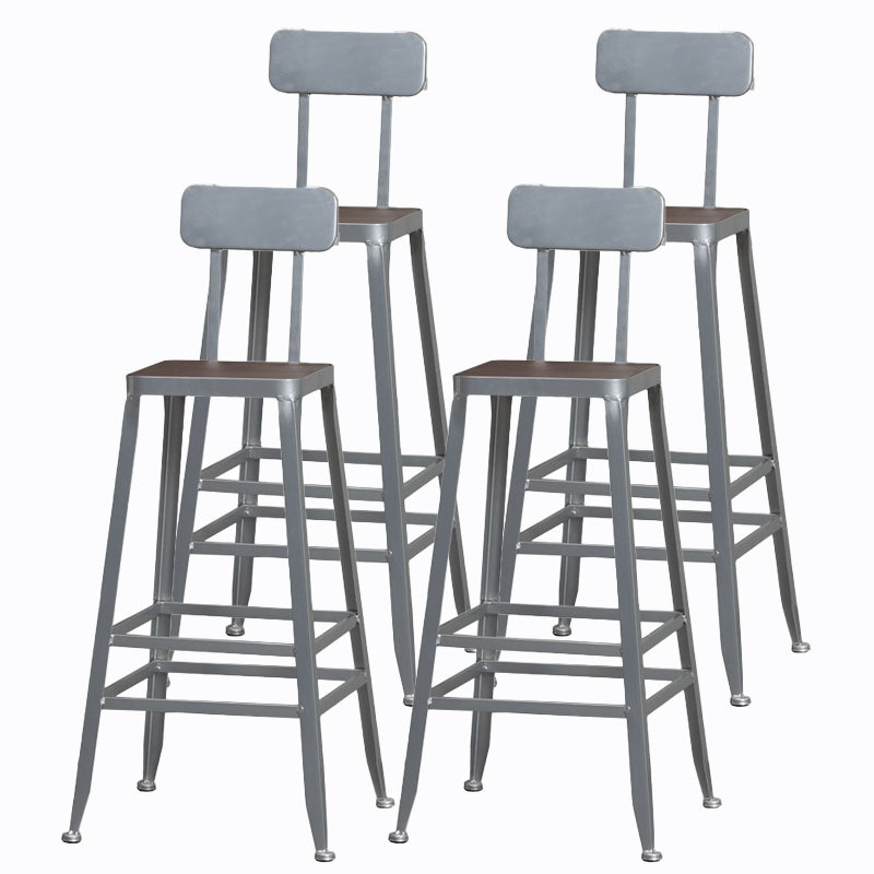Industrial Style Wood Top Barstool Indoor Black 4 Legs Bar Stool for Coffee Shop
