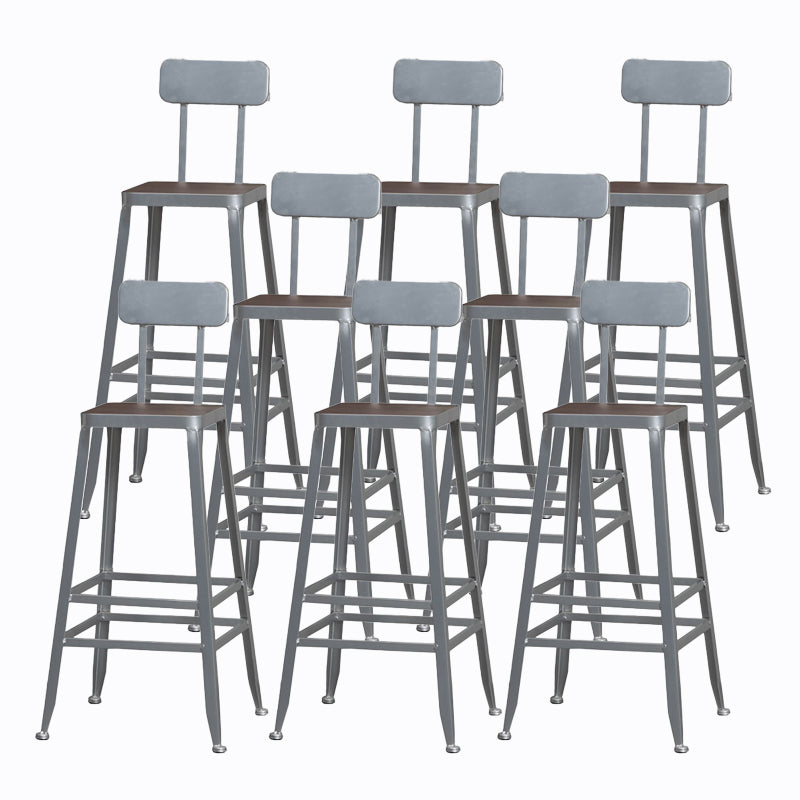 Industrial Style Wood Top Barstool Indoor Black 4 Legs Bar Stool for Coffee Shop