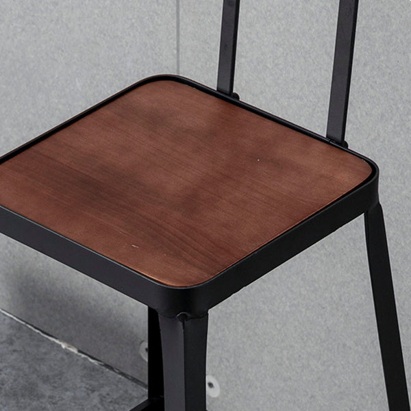 Industrial Style Wood Top Barstool Indoor Black 4 Legs Bar Stool for Coffee Shop