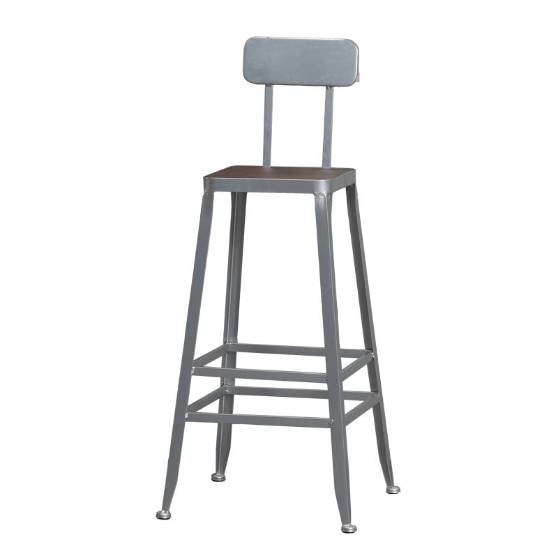 Industrial Style Wood Top Barstool Indoor Black 4 Legs Bar Stool for Coffee Shop