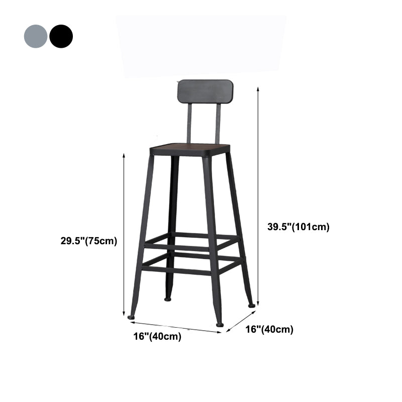 Industrial Style Wood Top Barstool Indoor Black 4 Legs Bar Stool for Coffee Shop