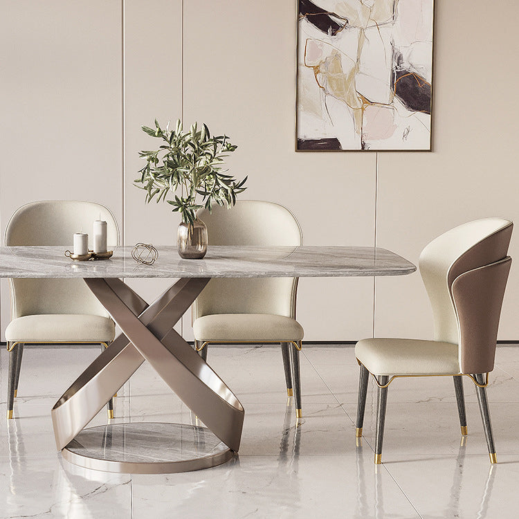 Glam Style Rectangle Sintered Stone Dining Set 1/4/5/7 Pieces Dining Set
