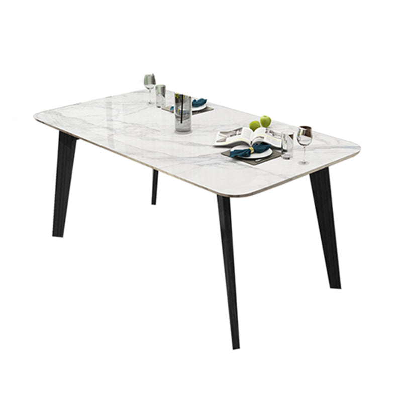 Marble White Tone Dining Table Simplicity 4 Legs Table for Dining Room