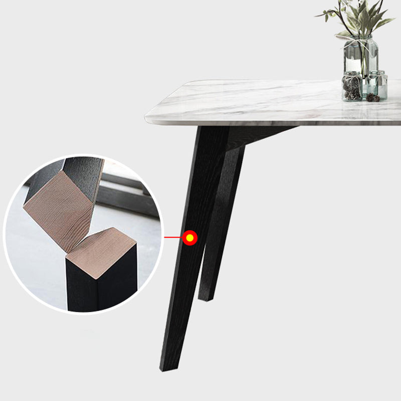 Marble White Tone Dining Table Simplicity 4 Legs Table for Dining Room