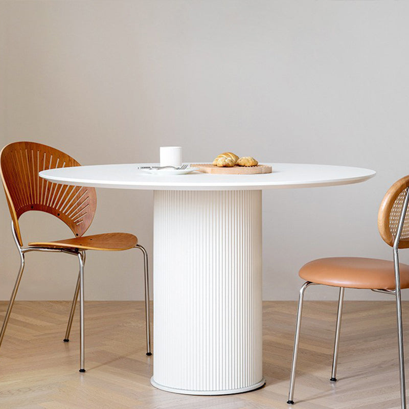 Simplicity Round Top Restaurant Table White Metal Base Dining Table