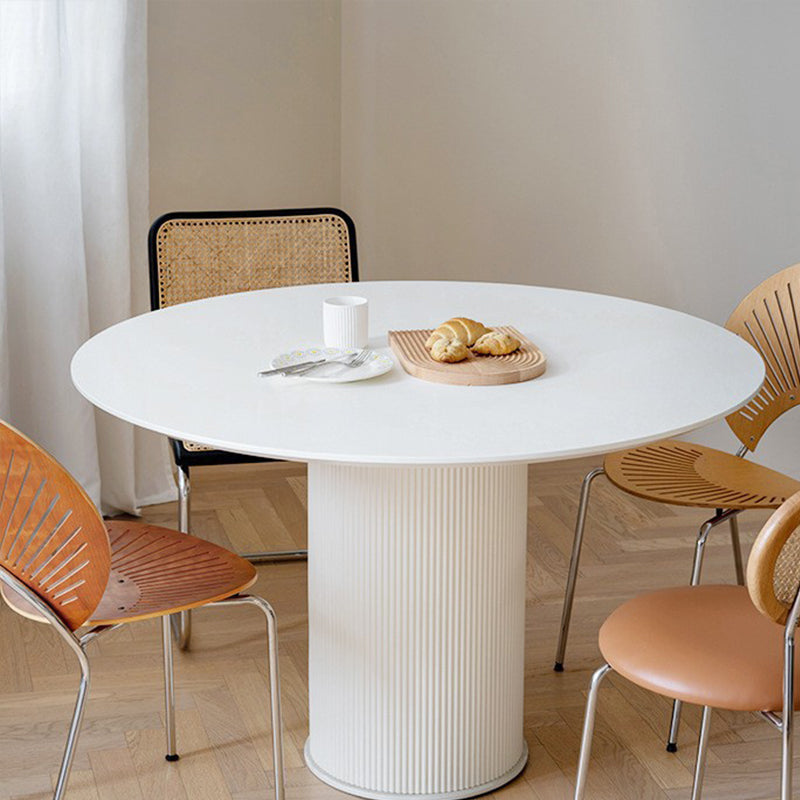 Simplicity Round Top Restaurant Table White Metal Base Dining Table