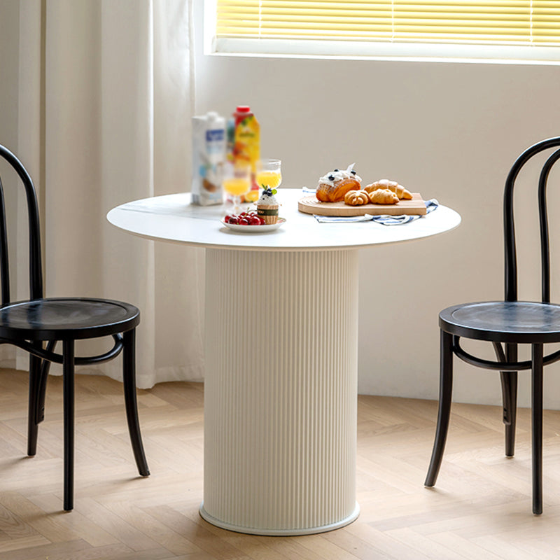 Simplicity Round Top Restaurant Table White Metal Base Dining Table