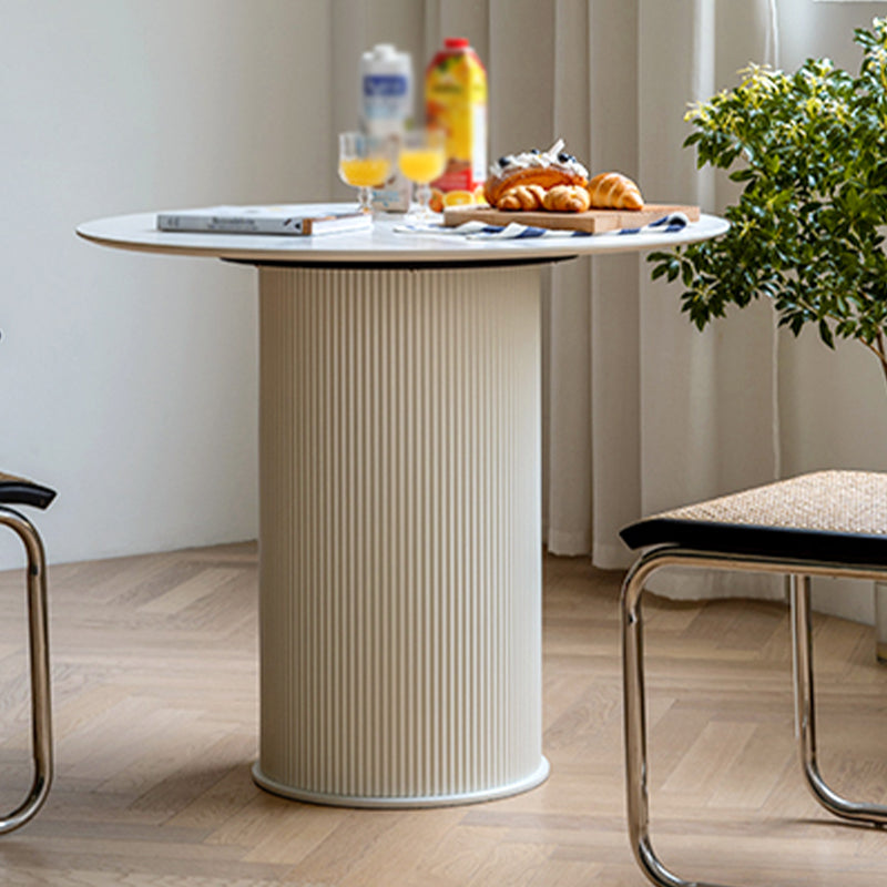 Simplicity Round Top Restaurant Table White Metal Base Dining Table