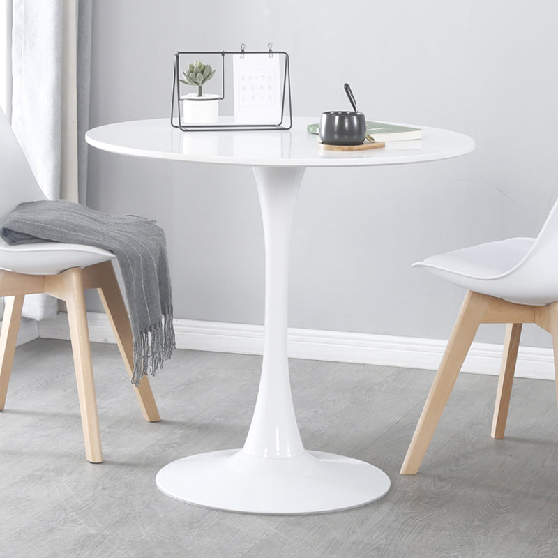 Modern Wood Table for Restaurant Round Table with Metal Pedestal