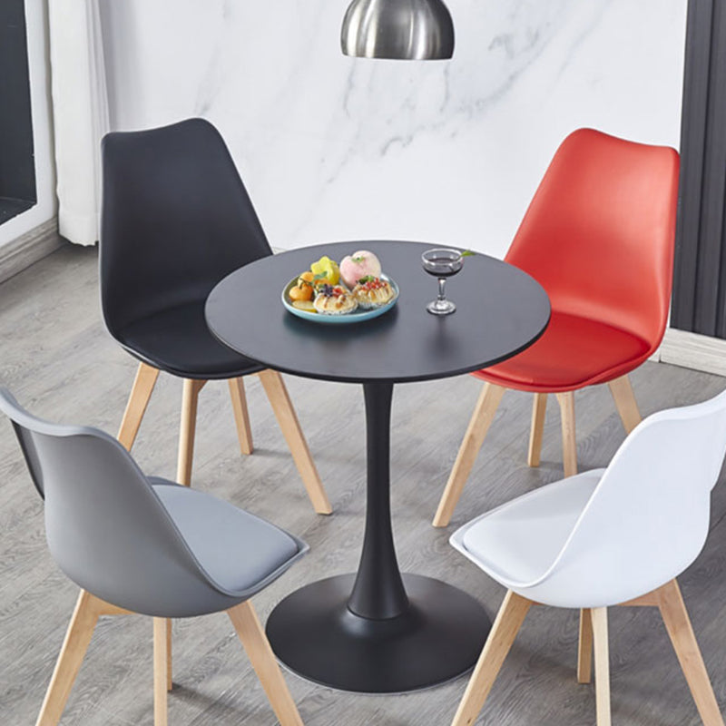 Modern Wood Table for Restaurant Round Table with Metal Pedestal