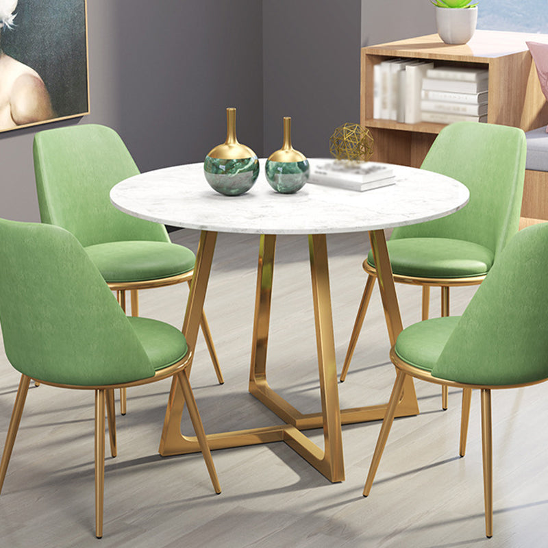 Glam Style Stone Table for Restaurant Round Table with Gold Pedestal
