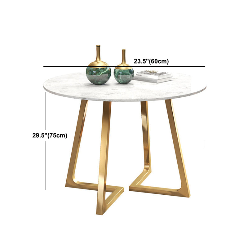 Glam Style Stone Table for Restaurant Round Table with Gold Pedestal