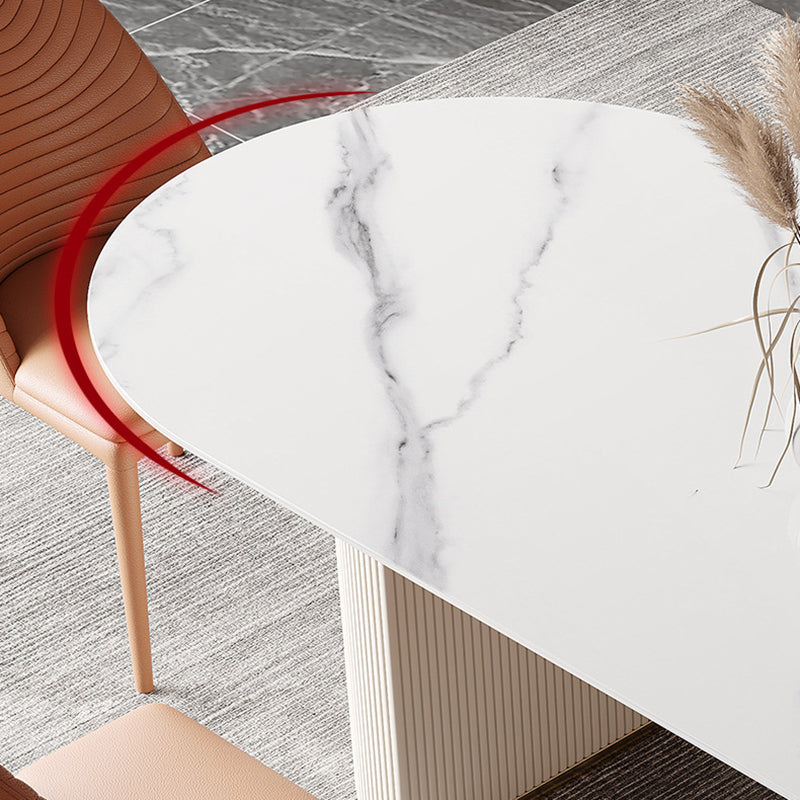 Oval Dining Table Stone Dining Table Modern with Metal Base Pedestal