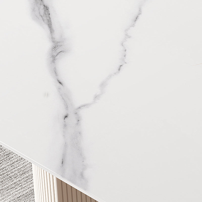 Oval Dining Table Stone Dining Table Modern with Metal Base Pedestal