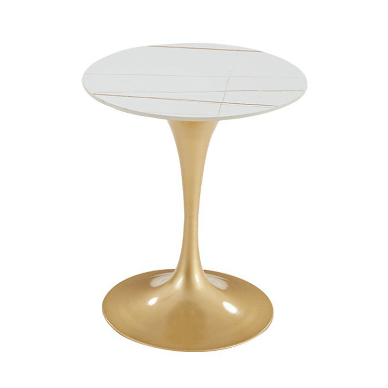 Round Golden Base Dining Table Glam Stone Tulip Dining Table