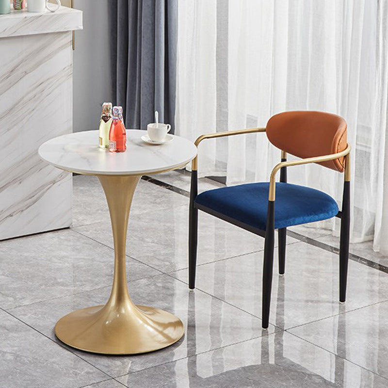 Round Golden Base Dining Table Glam Stone Tulip Dining Table