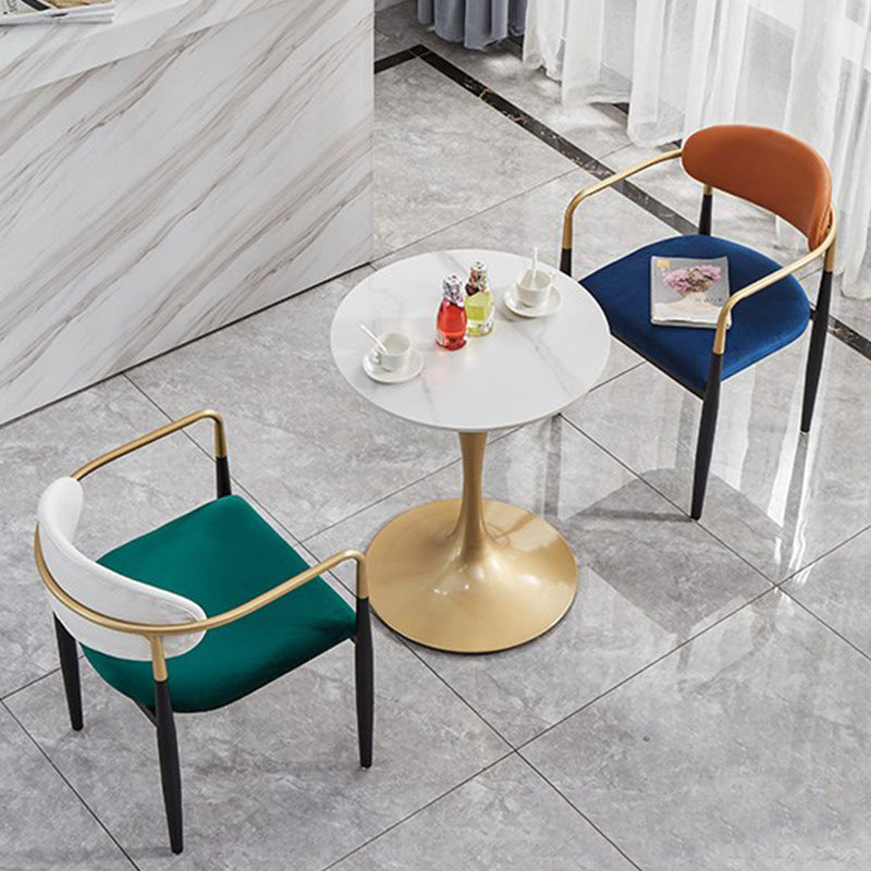 Round Golden Base Dining Table Glam Stone Tulip Dining Table