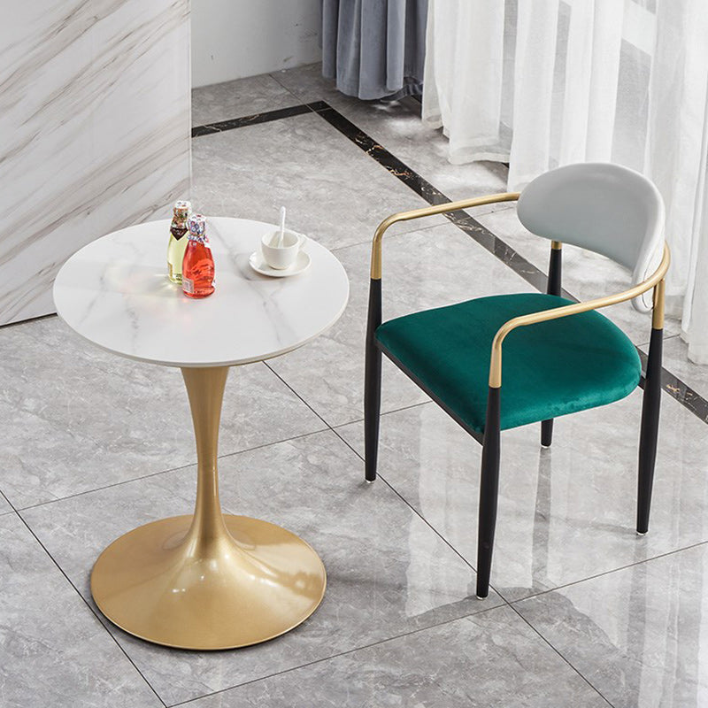 Round Golden Base Dining Table Glam Stone Tulip Dining Table