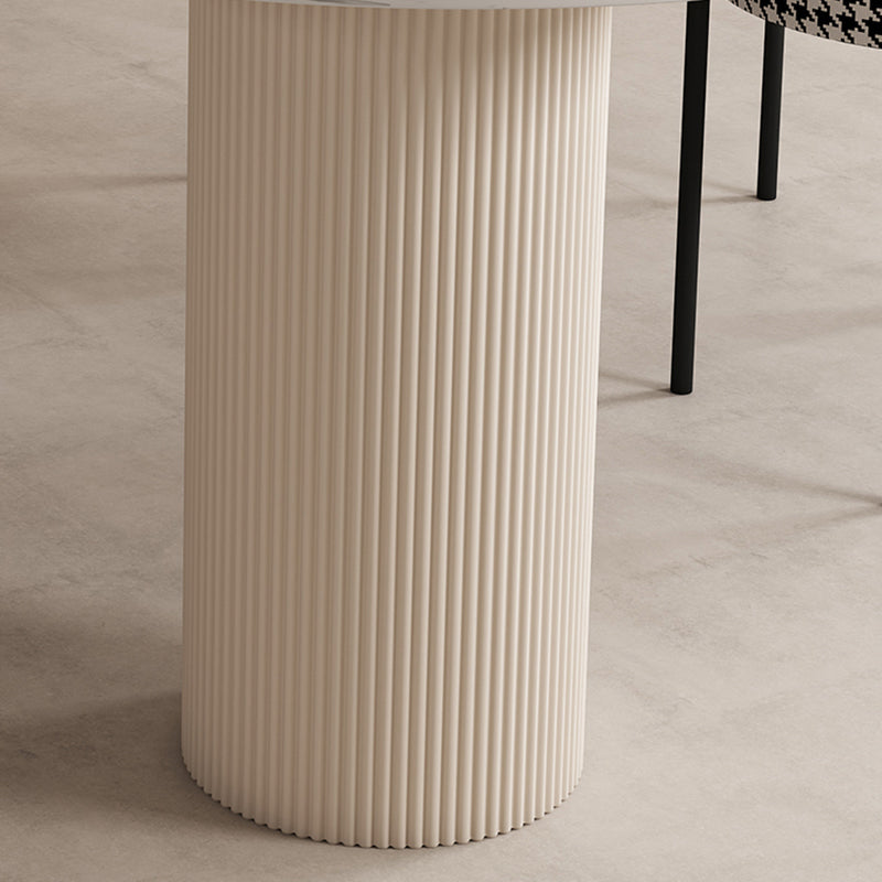 Free Form Sintered Stone Dining Table White Dining Table with Pedestal