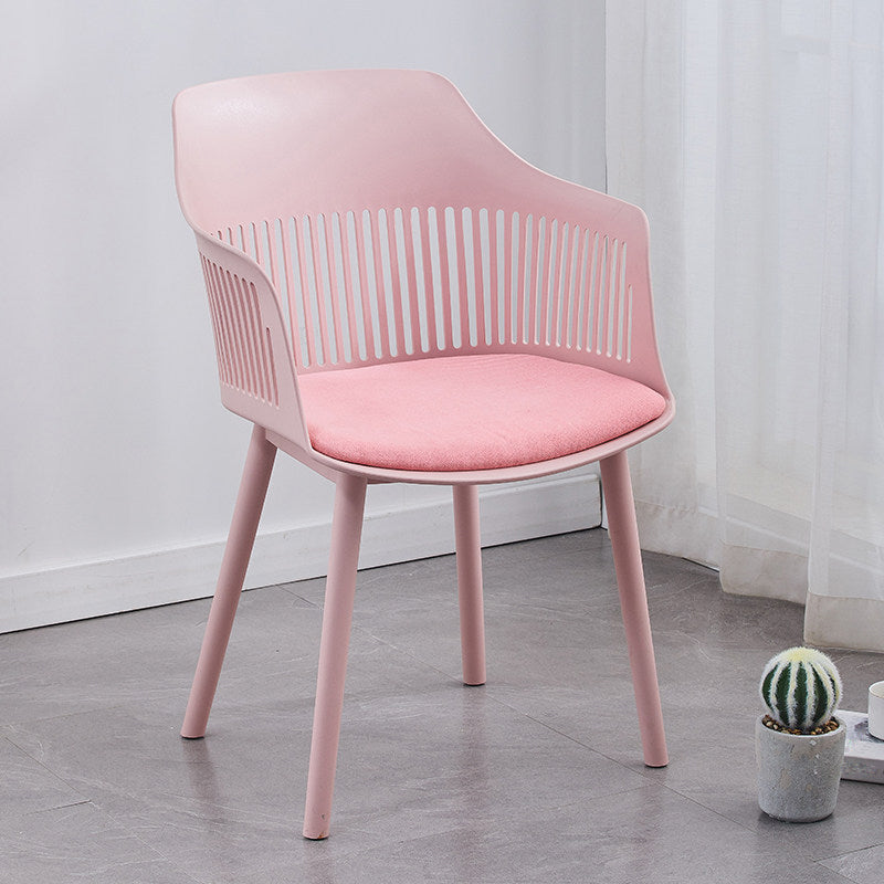Contemporary Plastic Arm Chair Slat Back Kitchen Dining Room Chair