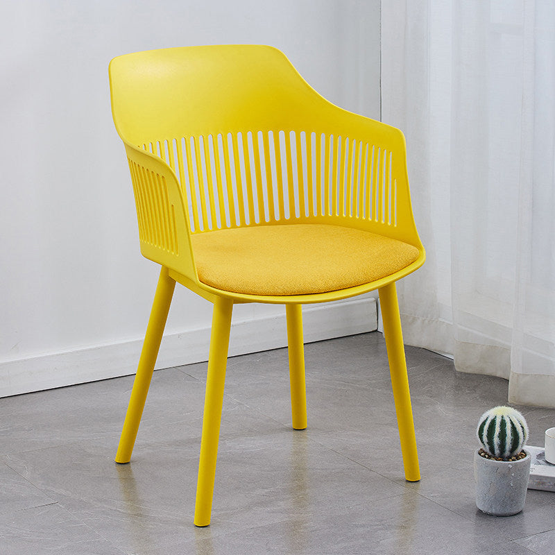 Contemporary Plastic Arm Chair Slat Back Kitchen Dining Room Chair