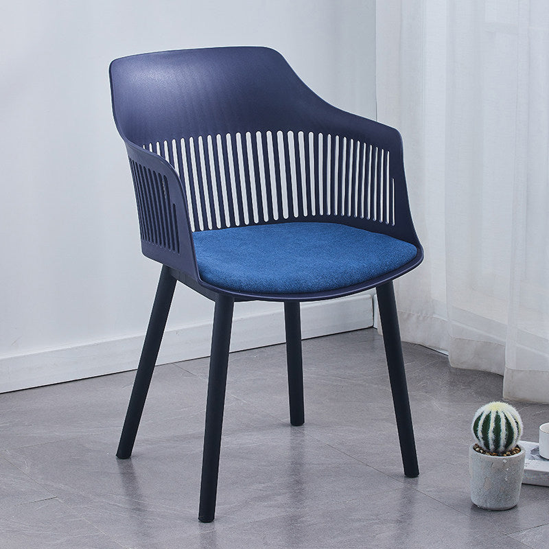 Contemporary Plastic Arm Chair Slat Back Kitchen Dining Room Chair