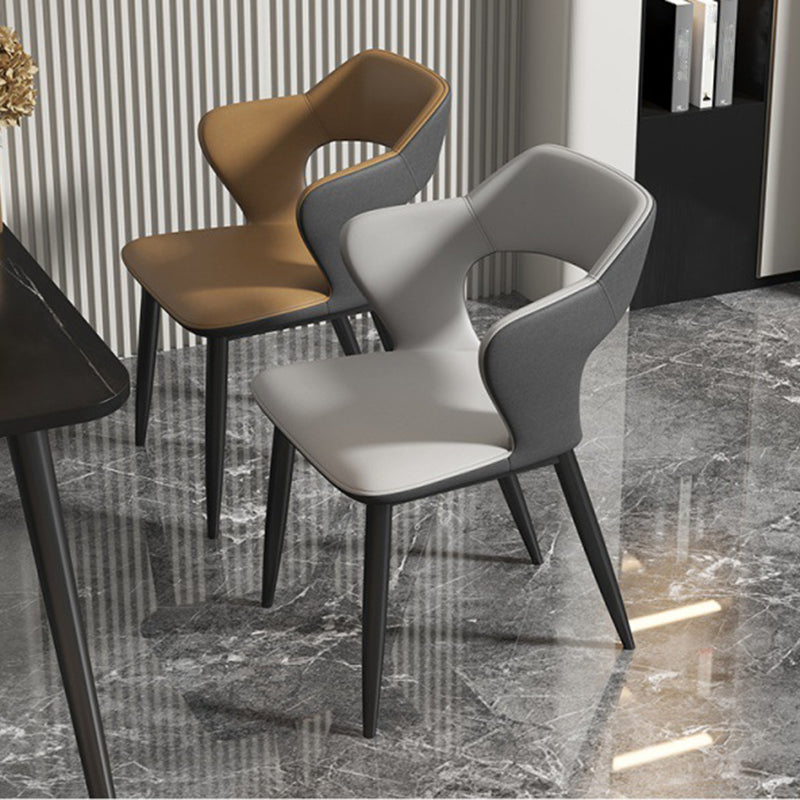 Metal Indoor Upholstered Chair with Arms Metallic Finish Open Back Side Chair