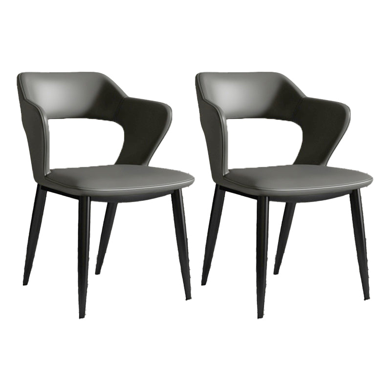 Metal Indoor Upholstered Chair with Arms Metallic Finish Open Back Side Chair