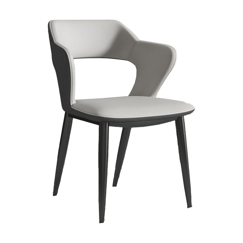 Metal Indoor Upholstered Chair with Arms Metallic Finish Open Back Side Chair