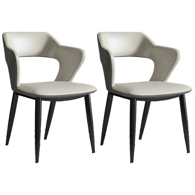 Metal Indoor Upholstered Chair with Arms Metallic Finish Open Back Side Chair