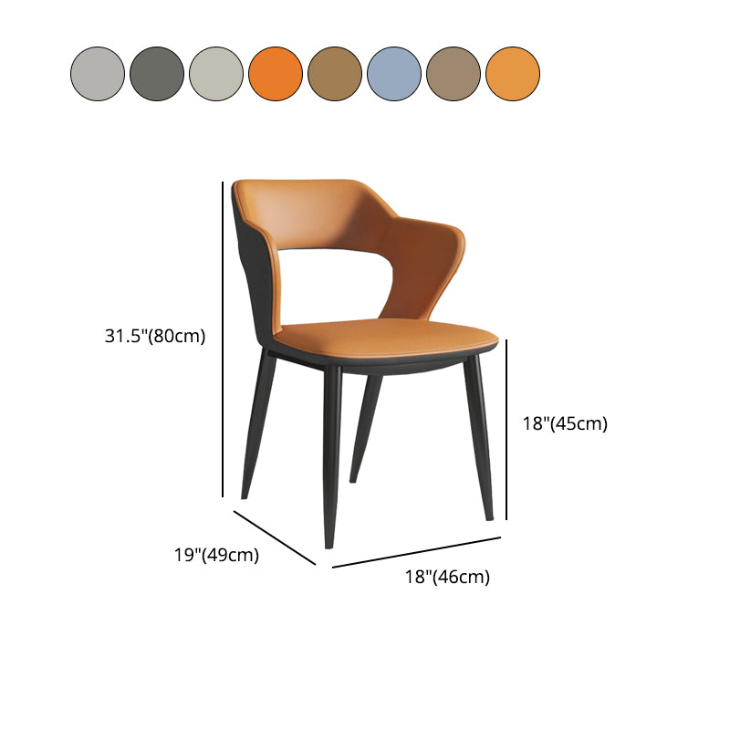 Metal Indoor Upholstered Chair with Arms Metallic Finish Open Back Side Chair