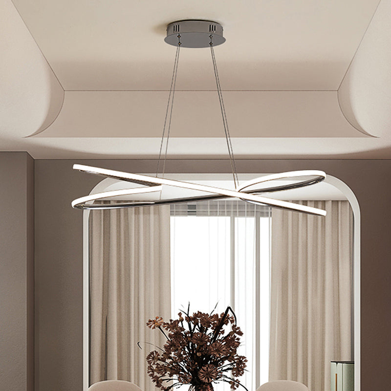 31.5"/39" Wide Twist Acrylic Chandelier Lighting Modernist Led Chrome/Gold Hanging Pendant Light in Warm Light