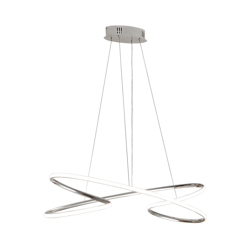 31.5"/39" Wide Twist Acrylic Chandelier Lighting Modernist Led Chrome/Gold Hanging Pendant Light in Warm Light