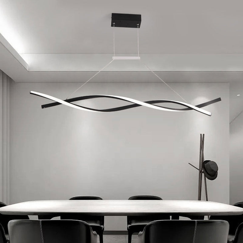 Lampada del lampadario ad onde acriliche LED LED LED Black/Grey Impiccing Lampada in luce bianca/calda/naturale, larghezza 31,5 "/39"/47 "