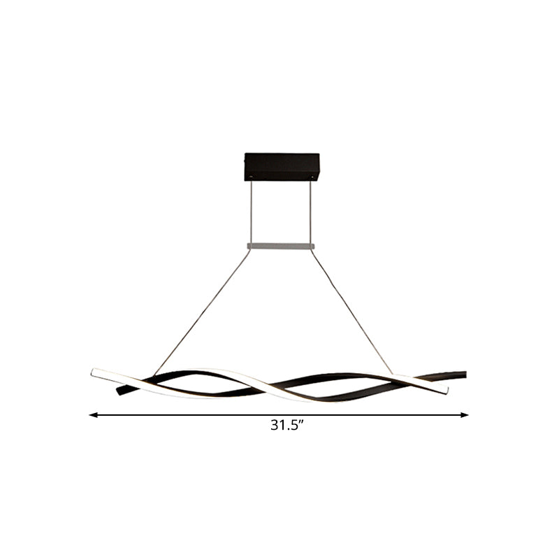 Lampada del lampadario ad onde acriliche LED LED LED Black/Grey Impiccing Lampada in luce bianca/calda/naturale, larghezza 31,5 "/39"/47 "