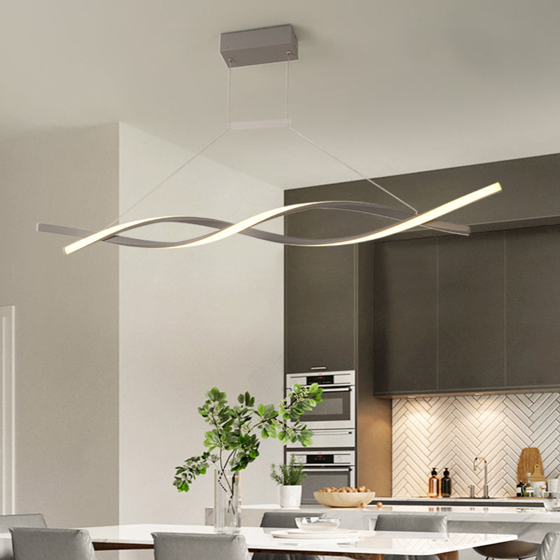 Lampada del lampadario ad onde acriliche LED LED LED Black/Grey Impiccing Lampada in luce bianca/calda/naturale, larghezza 31,5 "/39"/47 "