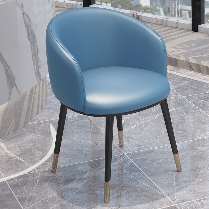 Modern Armless Task Chair Faux Leather Low Back Home Office Chair